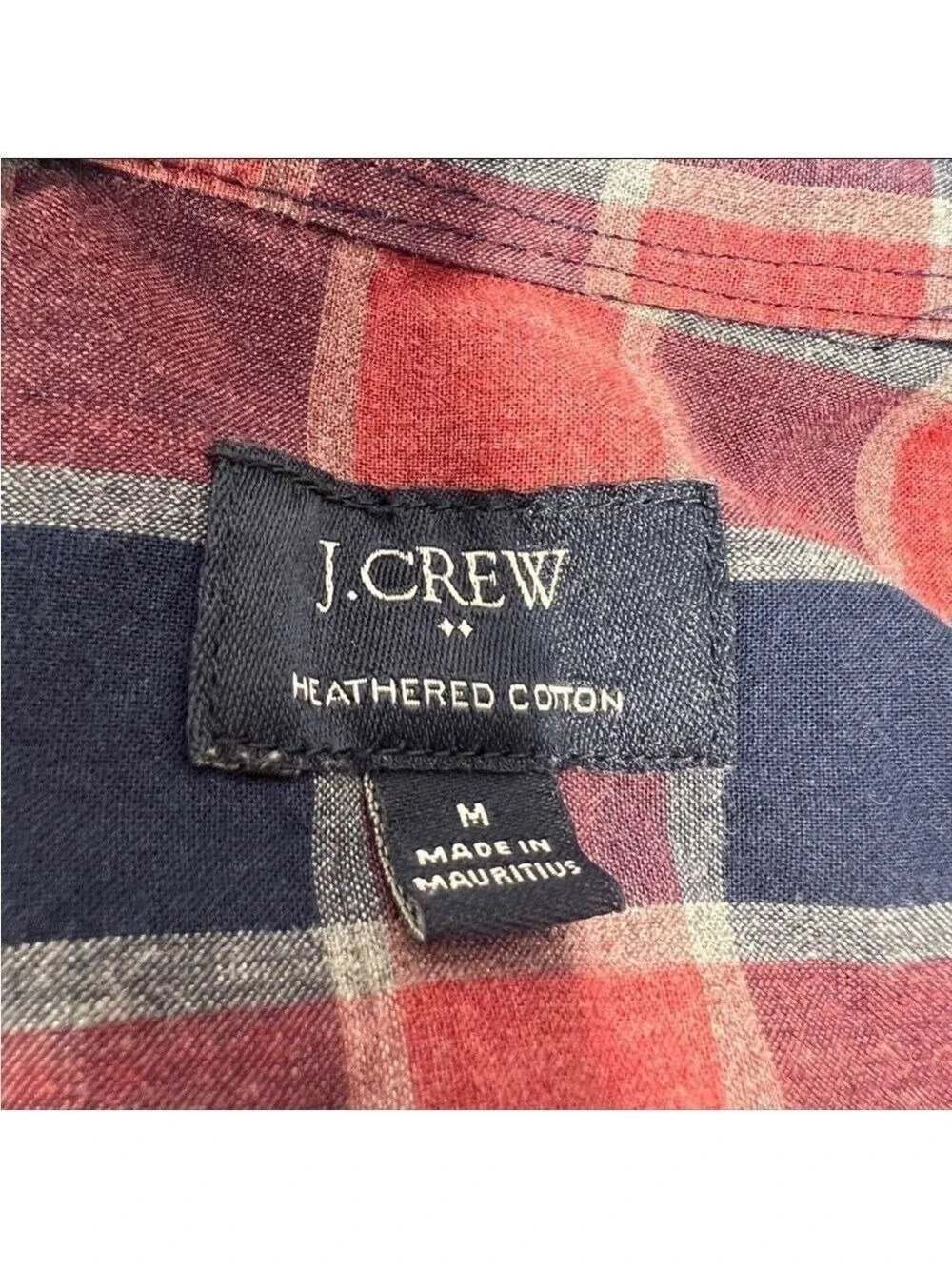 J Crew Men’s Long Sleeves Buttons Down Slim Plaid Heather Cotton Shirt Size M